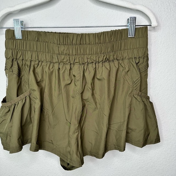 New Free People Movement Get Your Flirt On Short in Olive Medium - Picture 5 of 7